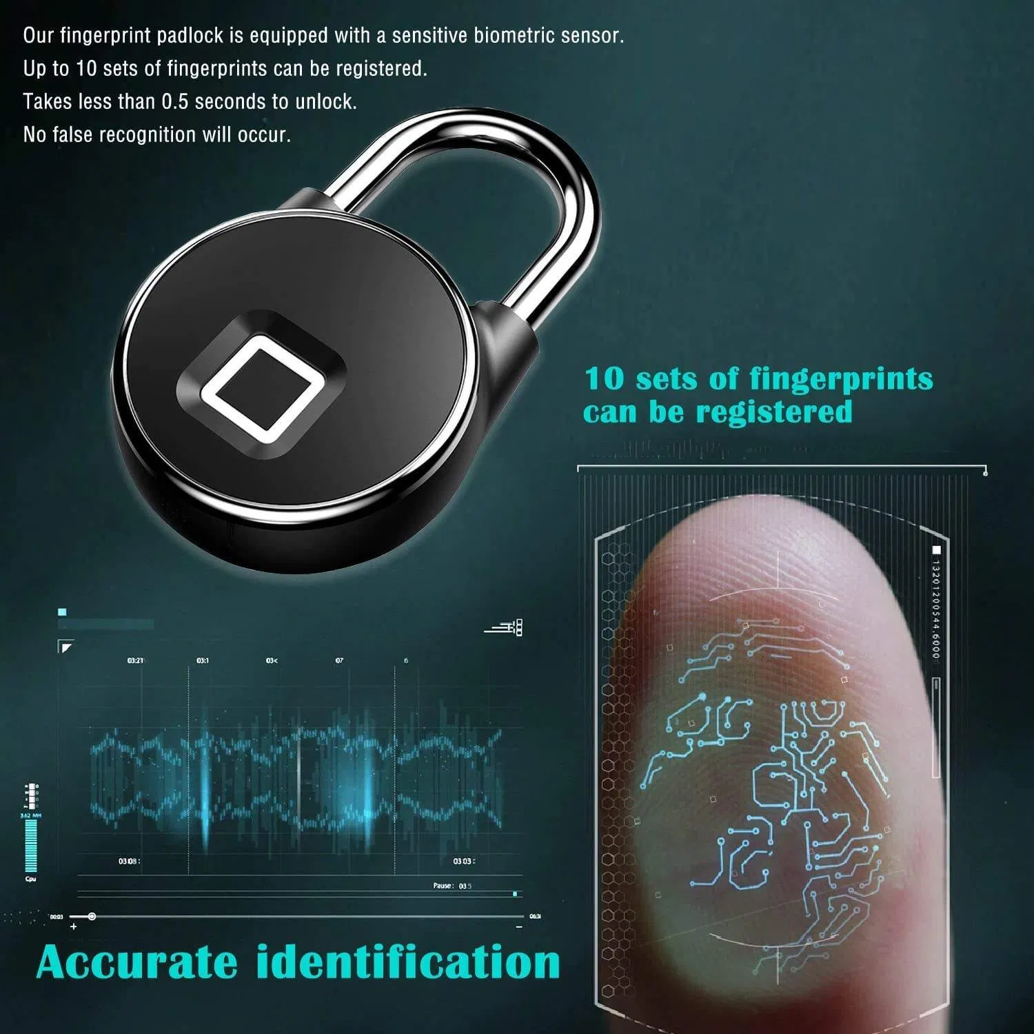 Intelligent Portable Household Biometric Luggage Box Smart Anti-Theft Fingerprint Padlock