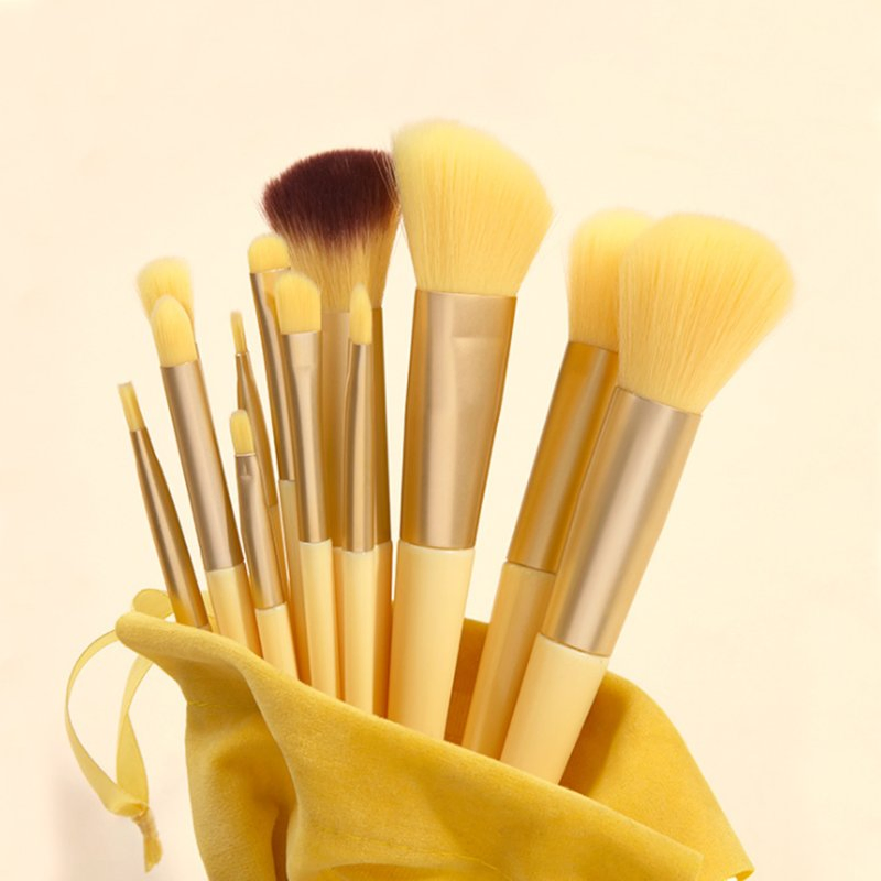 13PCS Yellow Makeup Brush Set Custom Professional Synthetic Cosmetic Brush