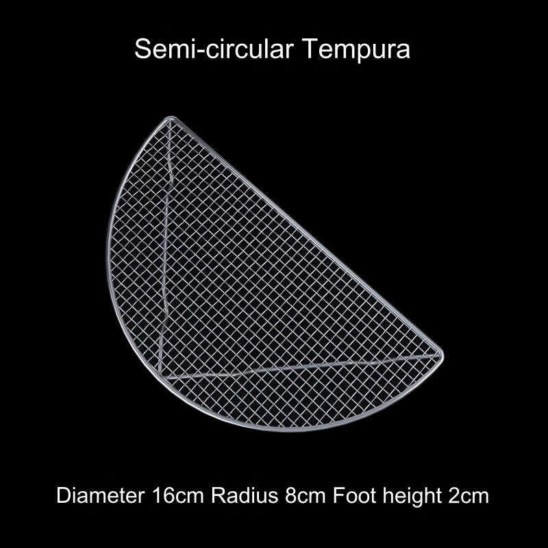 304 Stainless Steel Japanese Barbecue Mesh Half-Round Semi-Circle Tempura Fried Pork Cutlet Serving Rack Net