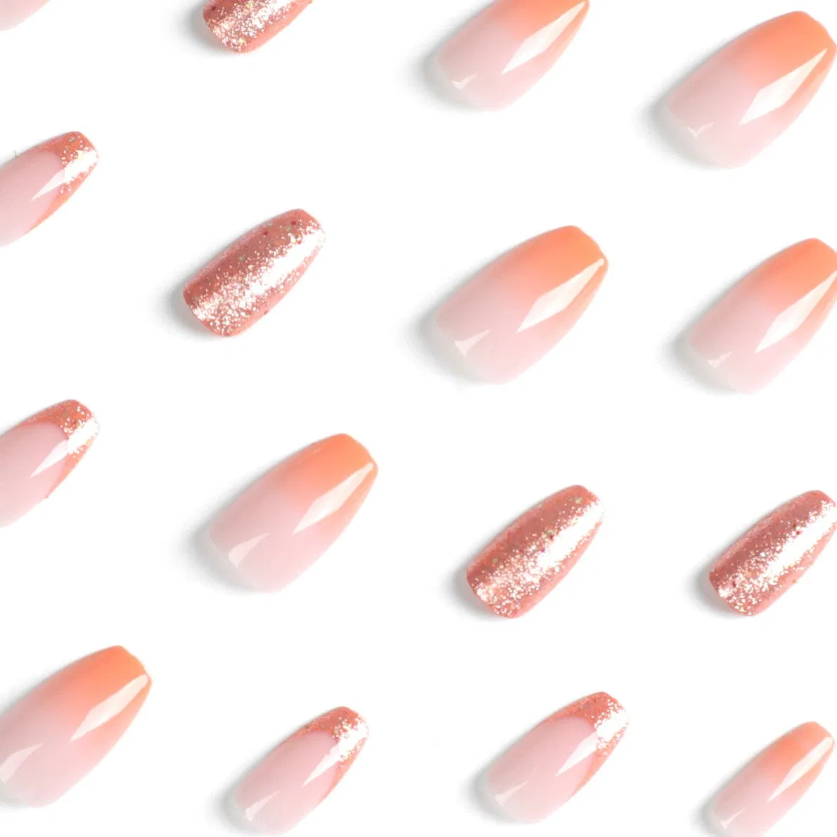 Orange Gradual Shining Powder Nail Enhancement Tablets Detachable Finished Nail Tablets