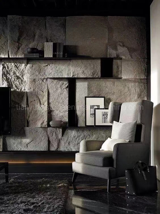 Natural Black Limestone Loose Wall Cladding Split Big Blocks for Wall