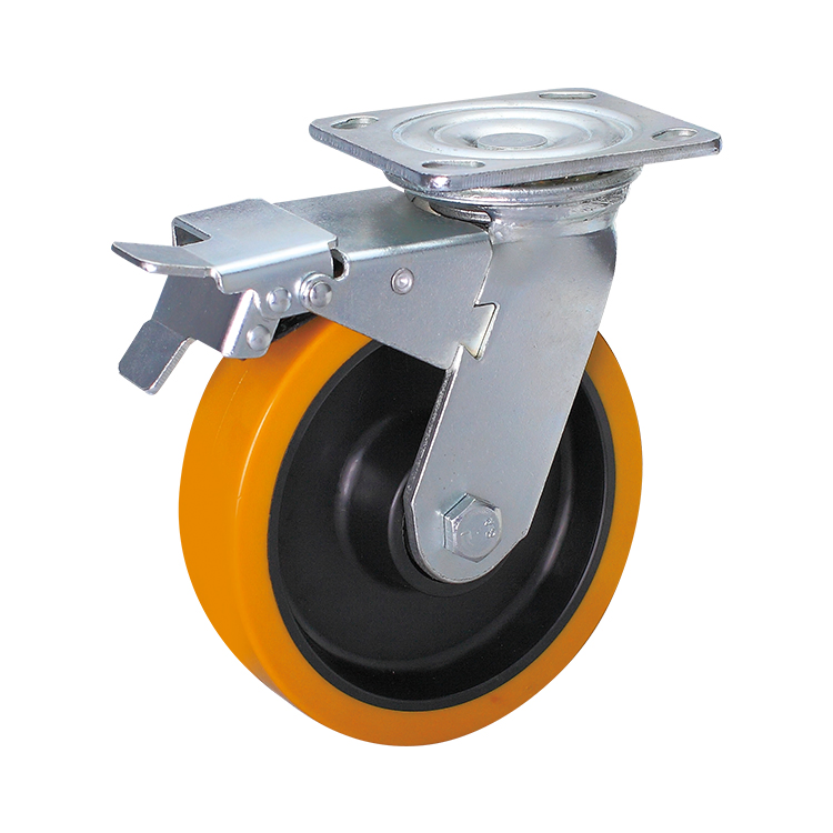 125mm PU Wheel Castor with Locking 330kgs High Load 4inch Fixed Type Welding Heavy Duty Industrial Caster