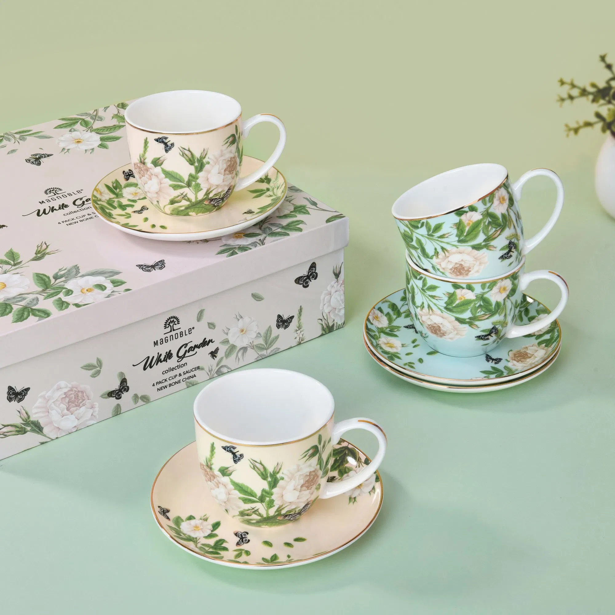 Набор чашек с блюдцами Gold Rim Floral