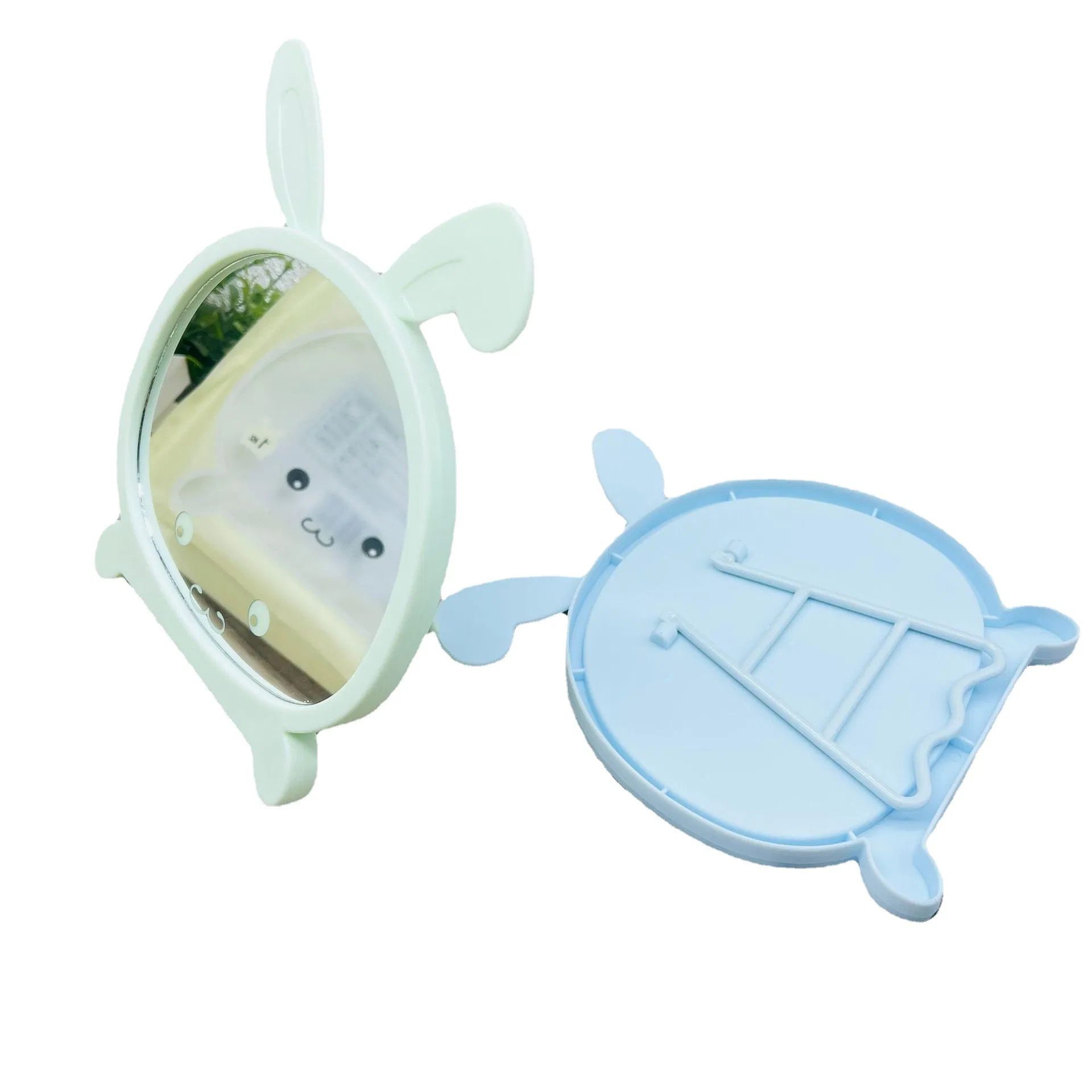 New Beauty Cartoon Shape Plastic Solid Color Desktop Makeup Mirror