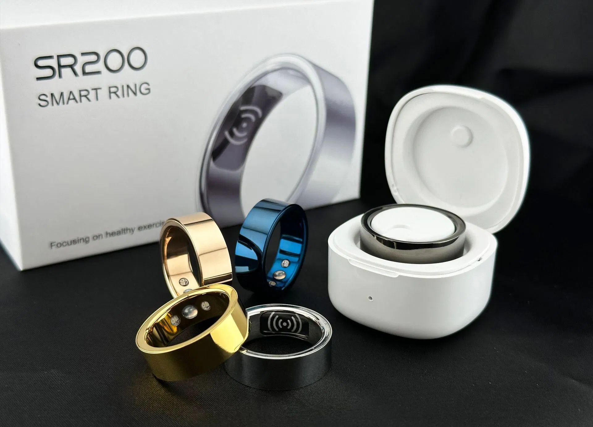 Smartring Sleep Monitoring Smart Ring Heart Rate Blood Pressure Blood Oxygen Smart Ring with Charging