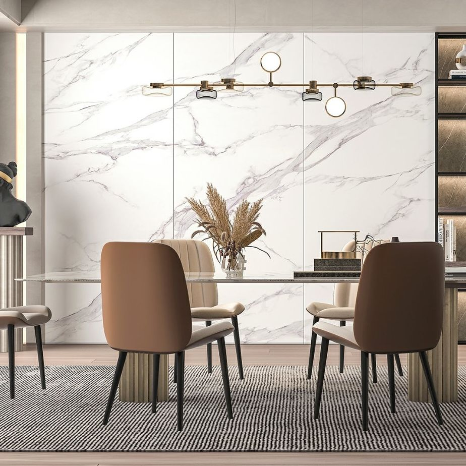 Luxurious Carracatta White Marble Dining Table with Integrated Basin