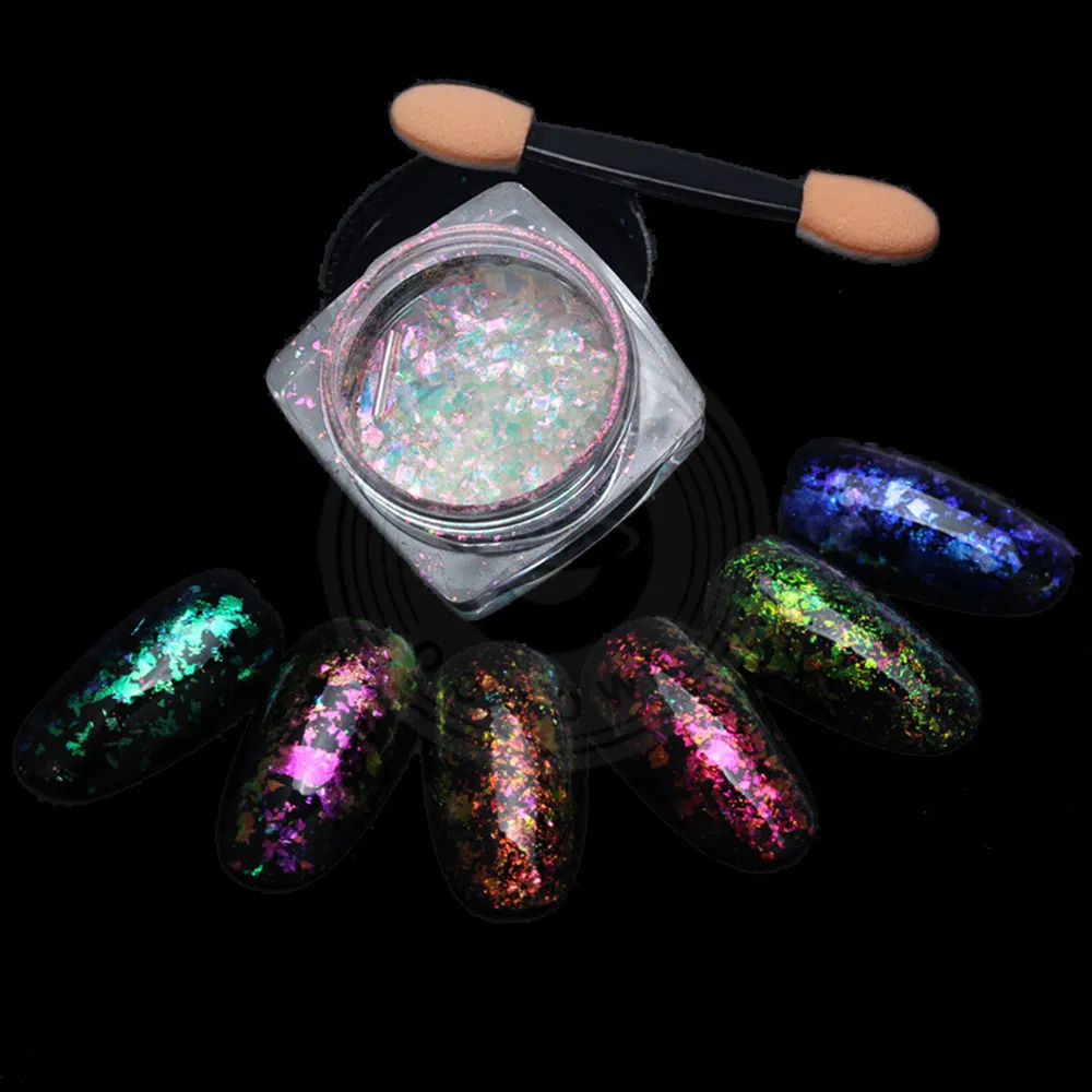 3D Nail Art Glitters Glass Chameleon Flakes Shimmer Sequins Decorations