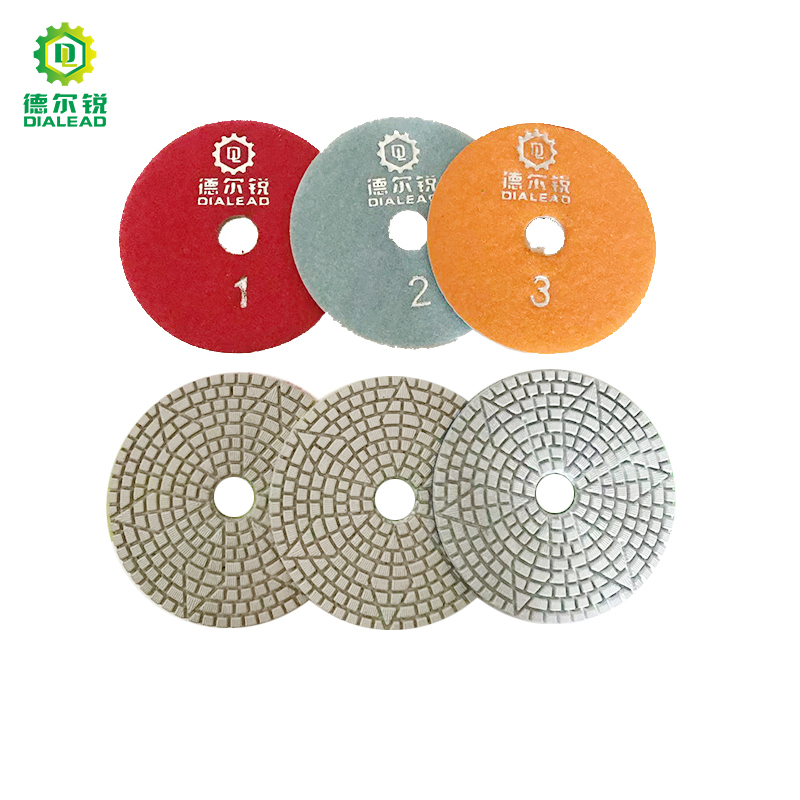 Dialead 3PCS/Set 4" Flower Type 3 Step Diamond Polishing Pad for Granite