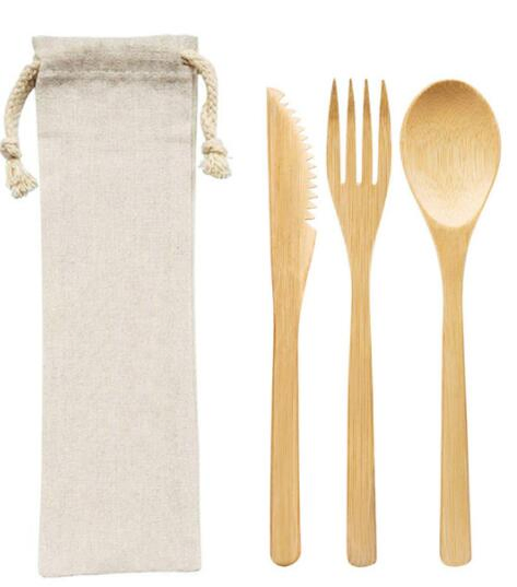 Bamboo Travel Cutlery Utensils Flatware Tableware Disposable Bamboo Cutlery Set
