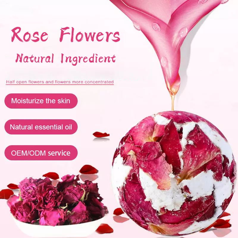 Organic Shea Oil Butter Lavender Rose Mint Bath Bomb with Flowers SPA Relation Moisturizes Skin Dried Flower Bath Bombs