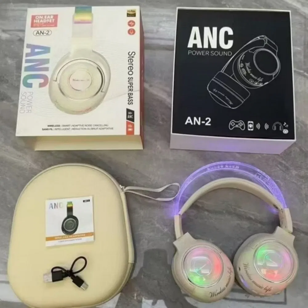 Накладные Bluetooth-наушники ANC с RGB-подсветкой и кейсом