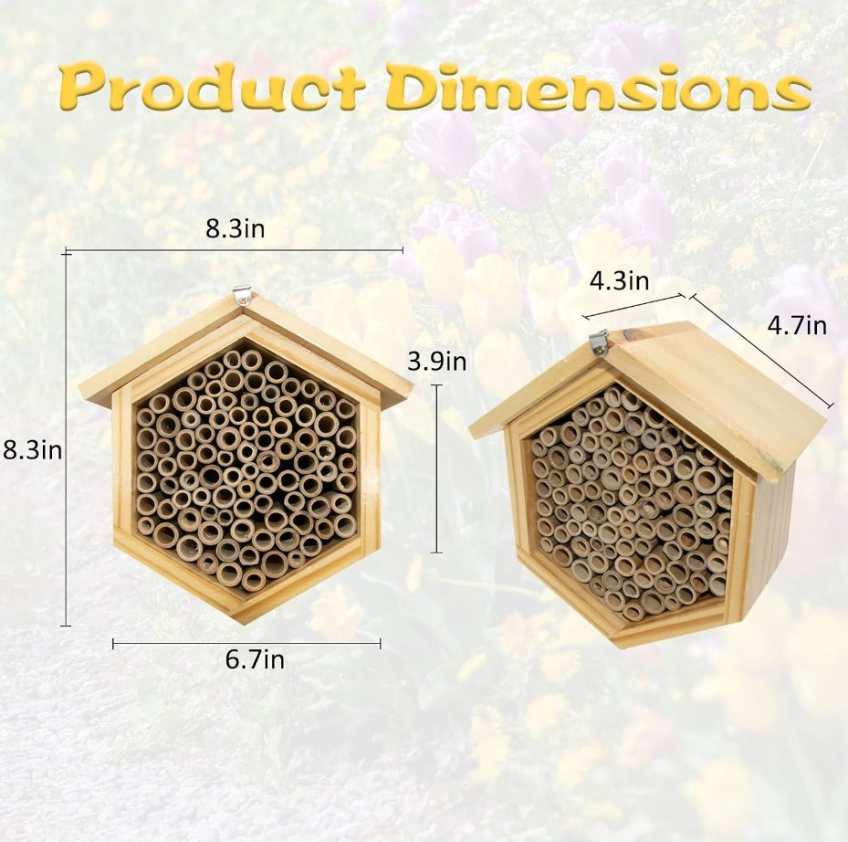 Garden Hanging Wooden Native Bee Hive Hexagon House Wooden Insect Mason Bee Hotel