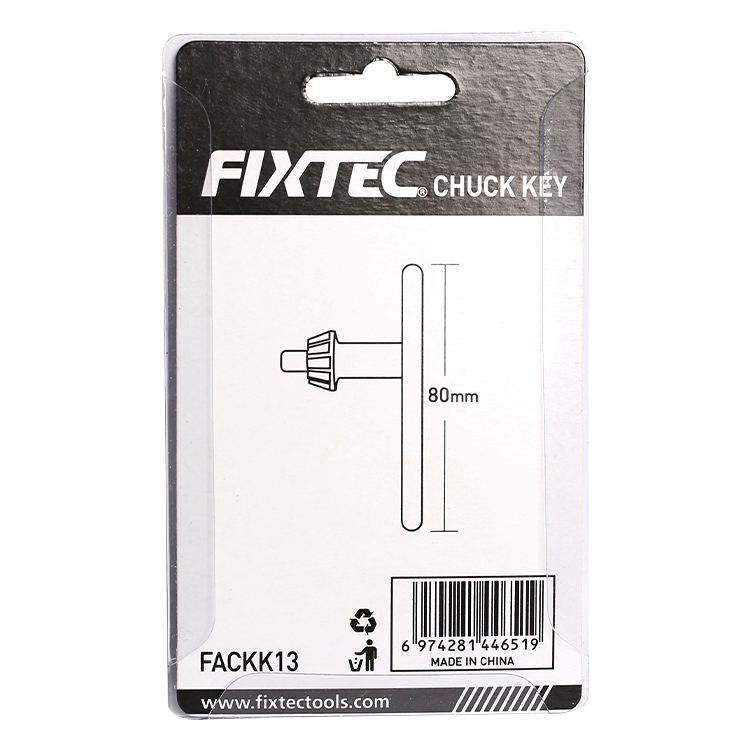 Fixtec 80mm Black Drill Type Chuck Key for 13mm Key Chuck