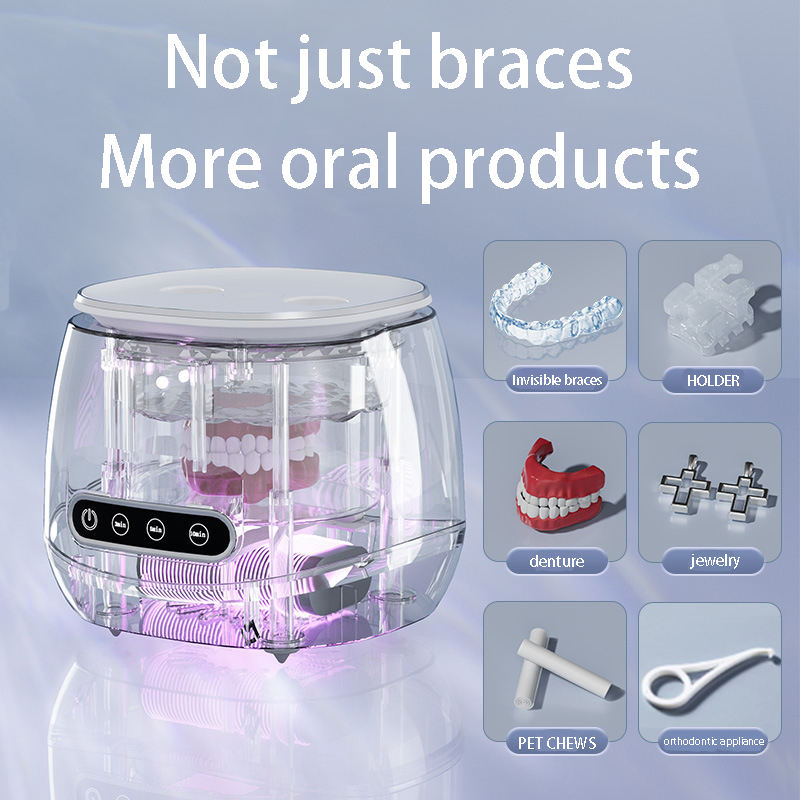 52kHz 280ml USB Batterypowered Touch Control Dentures Ultrasonic Retainer Cleaner Machine