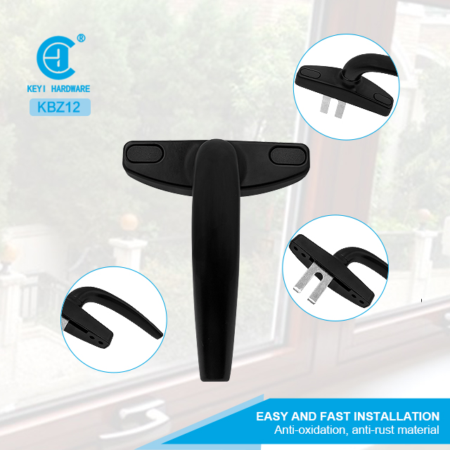 Keyi Metal Kbz12 Casement Window Aluminum Alloy Keyless Locking Lever Handle Grip Black