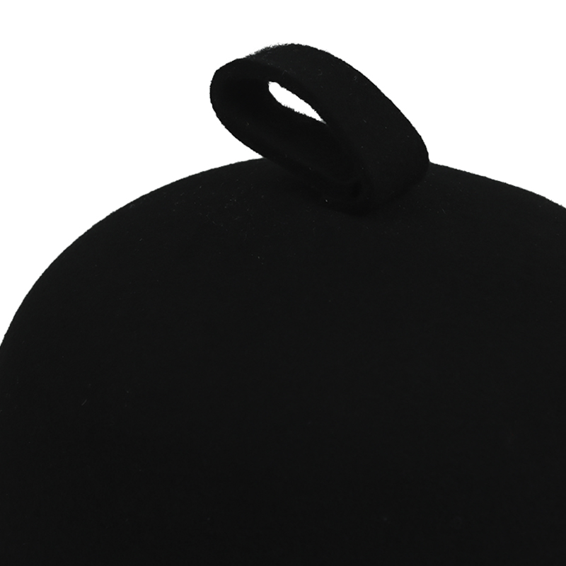 Custom Embroidered Black Merino Wool Felt Sauna Hat
