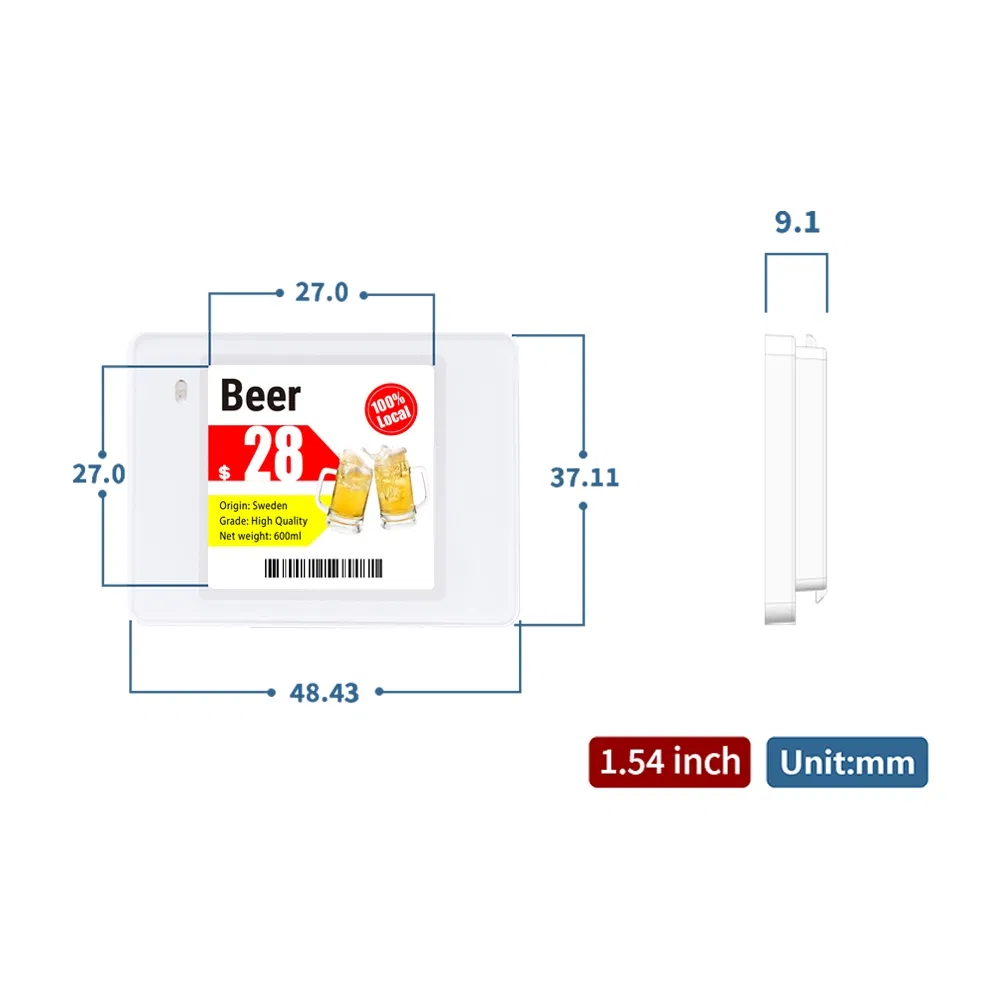 Bwry 1.54 Inch Digital Price Tag for Retail Environments Systems