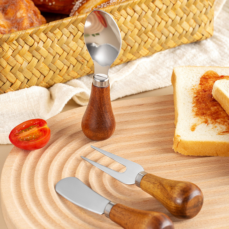 Kitchenware Set Stainless Steel Butter Knife Set Smudge Knife with Wood Handle for Peanut Butter Jam Cheese Butter