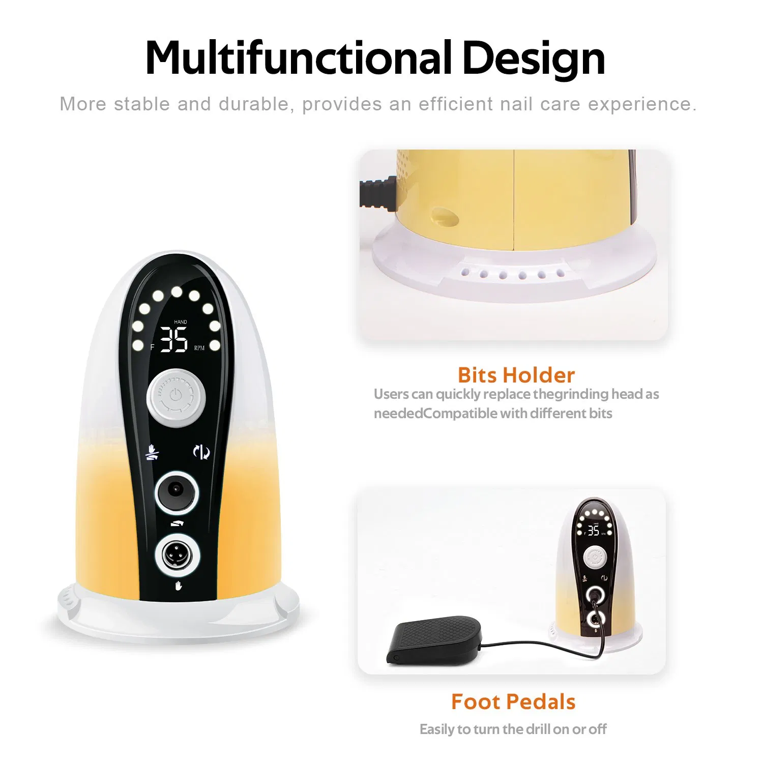 Nail Polish Machine No Heat Portable High Speed Gel Remover Desktop Manicure Machine Polisher Tools Salon-Grade