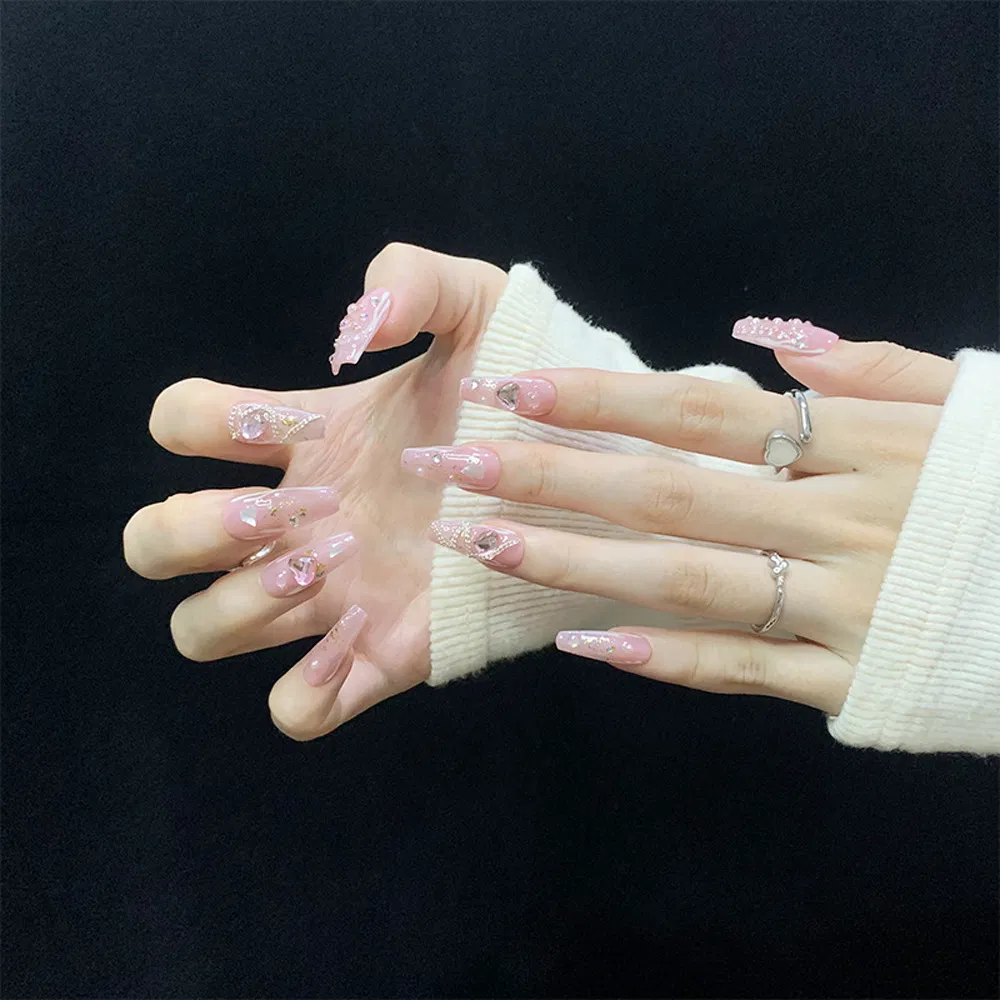 Luxury Artificial Nail Reusable Handmade Custom Thick Acrylic Fake Press on False Nails with Jelly Glue