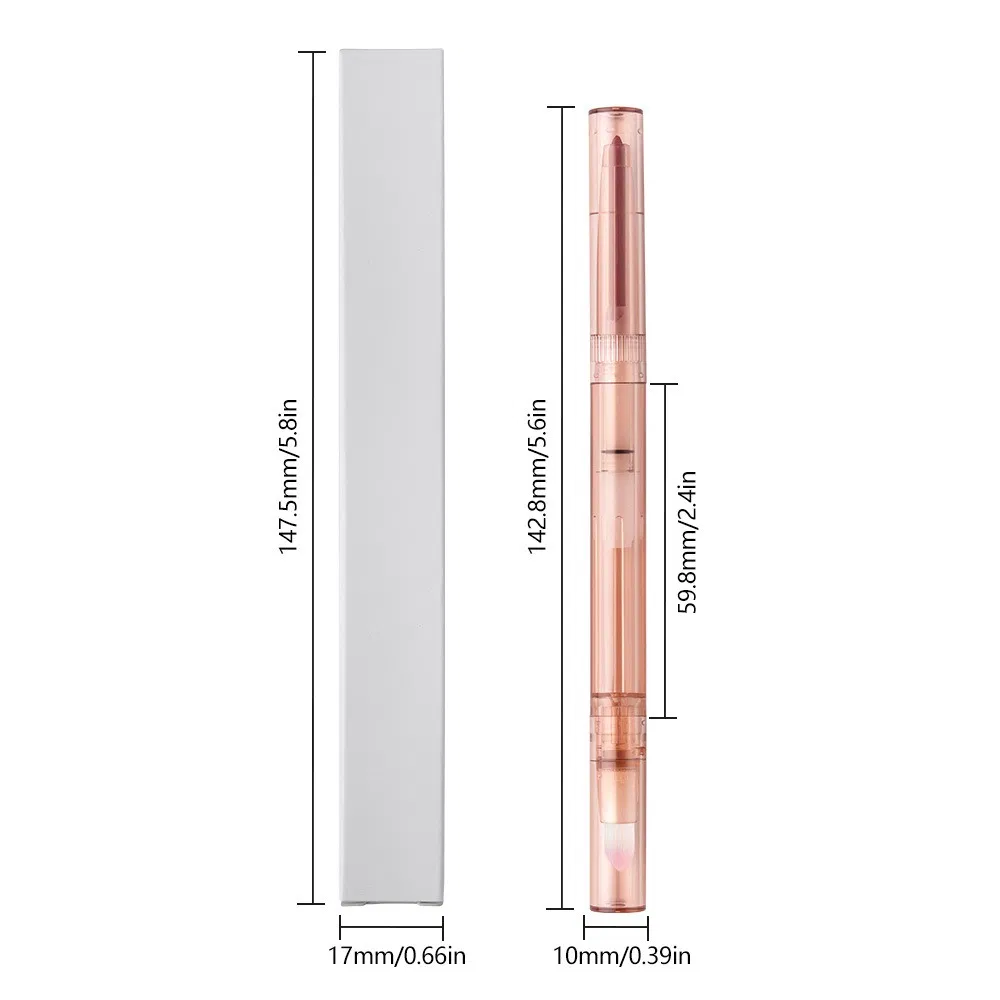 Double-Ended Rotating Lip Liner with Lip Brush Smooth Matte Velvet Lipstick Lipliner Pen