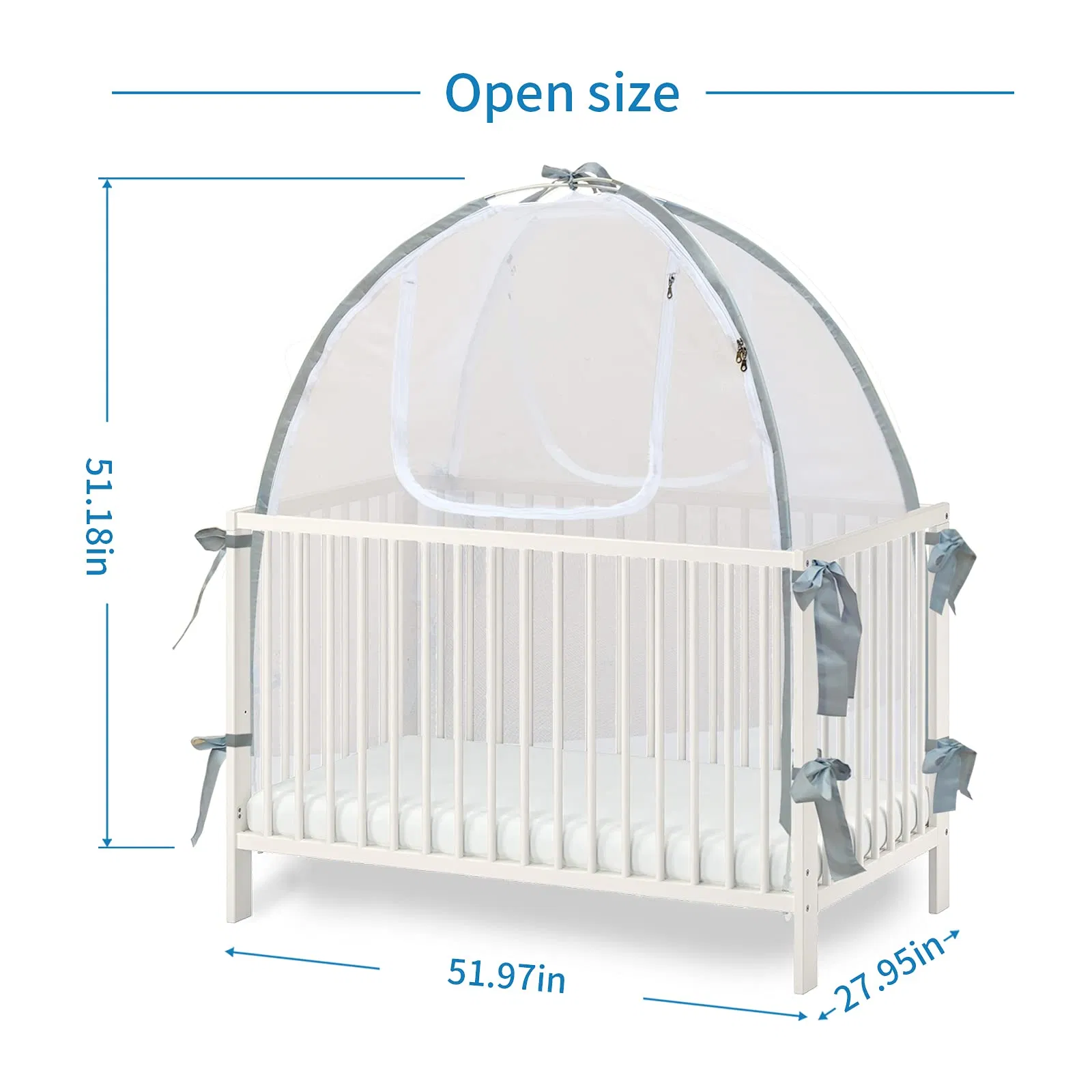 Baby Crib Tent Safety Net Durable Strong Net Self Locking Zippers Mosquito Net