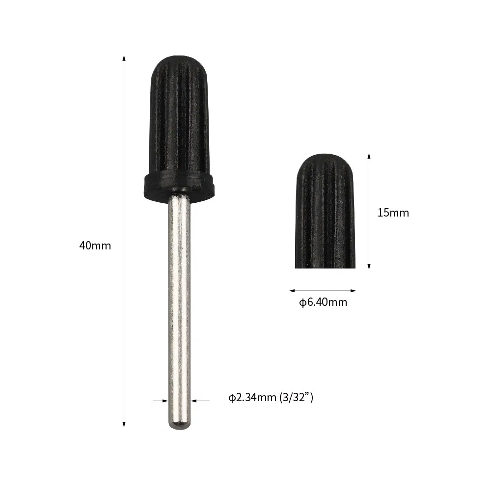 Nail Drill Bit Tip Sanding Band Stainless Steel Mandrel Rubber Holder