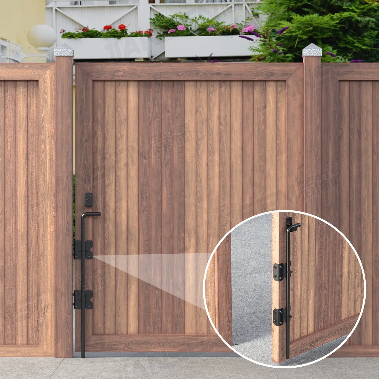 Wholesale OEM 304stainless Steel Black Heavy-Duty Drop Rod Fence Door Hardware Durable Door Drop Rod Gate Gravity Latch for Garden Gate