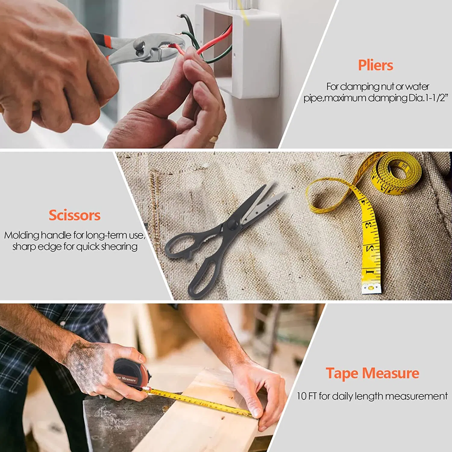 57 Pieces Household Hand Tool Kit Professional Repair Kit with Storage Case