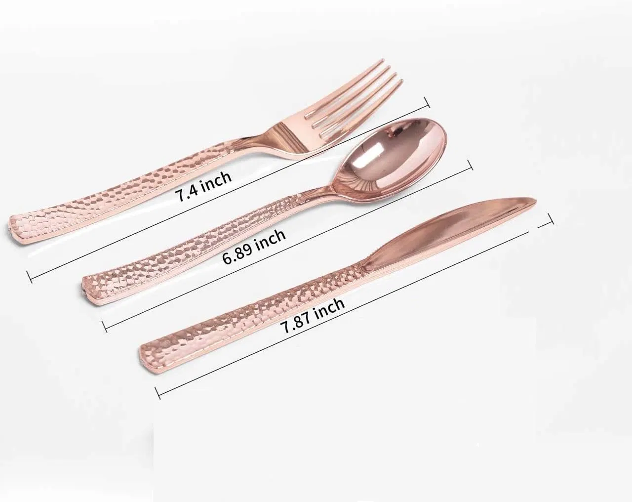 Rose Gold Plastic Silverware, Rose Gold Utensils, Heavy Weight Plastic Cutlery, Disposable Silverware Sets Suitable for Wedding, Monther's Day Party