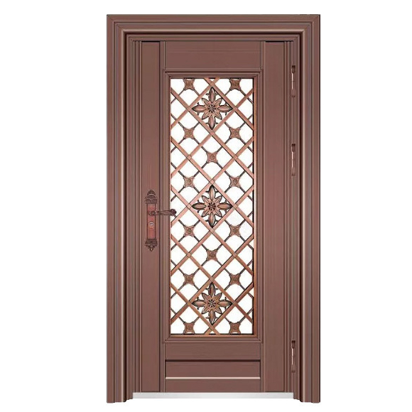 Metal Entrance Main Door Modern Security Stainless Steel Front Door for House, Villa