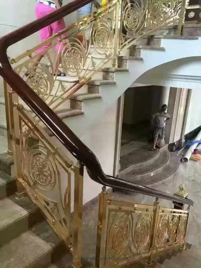 Curved Staircase Stainless Steel Laser Cut Design Railing