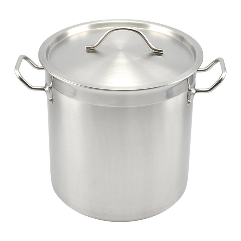 Hotel Kitchen Equipment Cookware Stainless Steel Stock Pot with Sandwich Aluminium Base