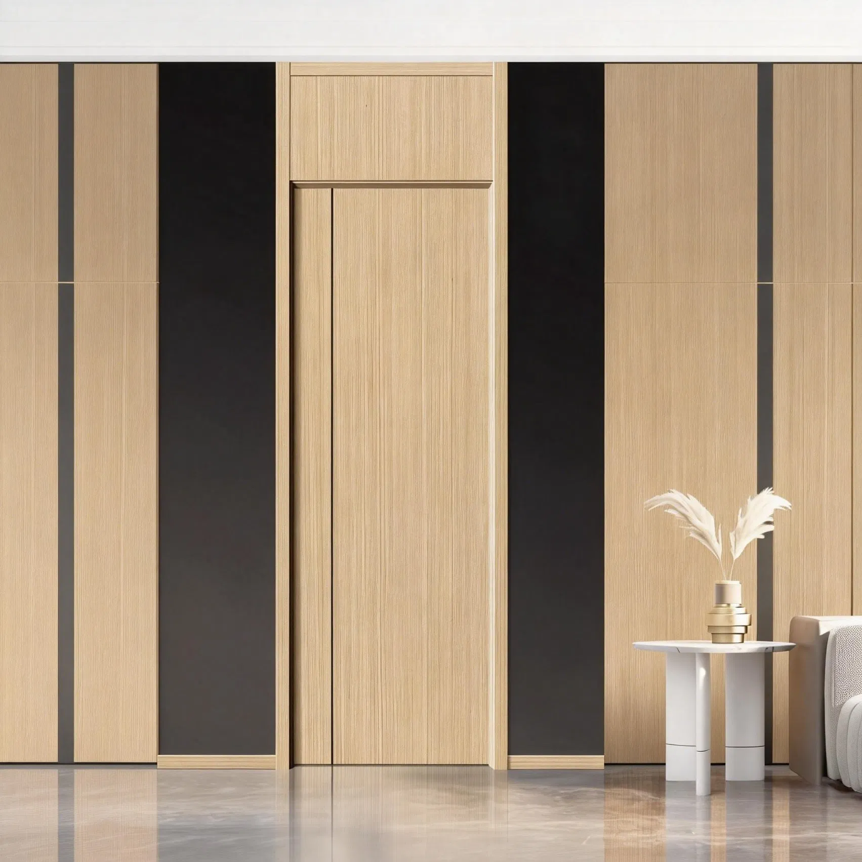 Modern Wooden Wood Main PVC Double Leaf Door for Housing Main Doorway