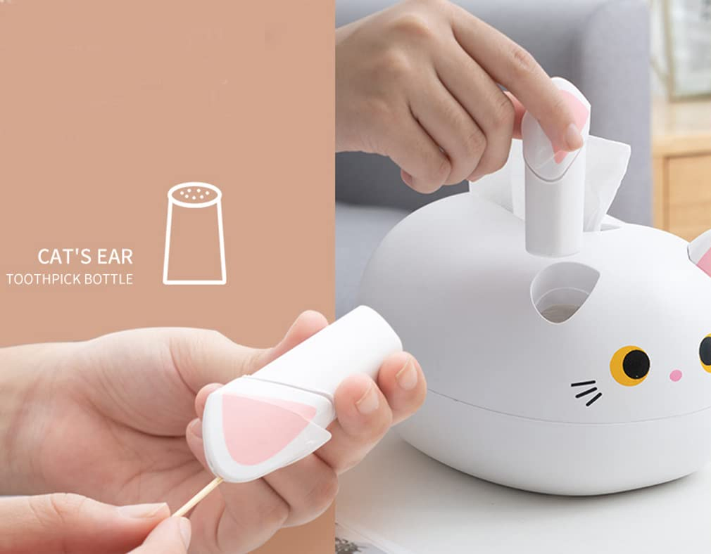 Cute Cat Tissue Dispenser Storage Holder Toothpick Box Tissue Box