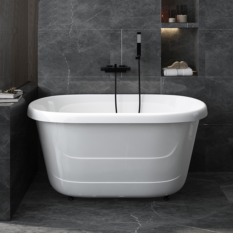 Acrylic Freestanding Ellipse Simple White Little Children Bathtub