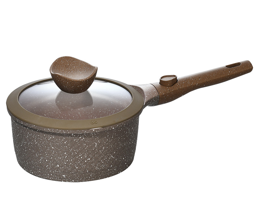 Алюминиевая сотейник с керамическим покрытием и силиконовой крышкой