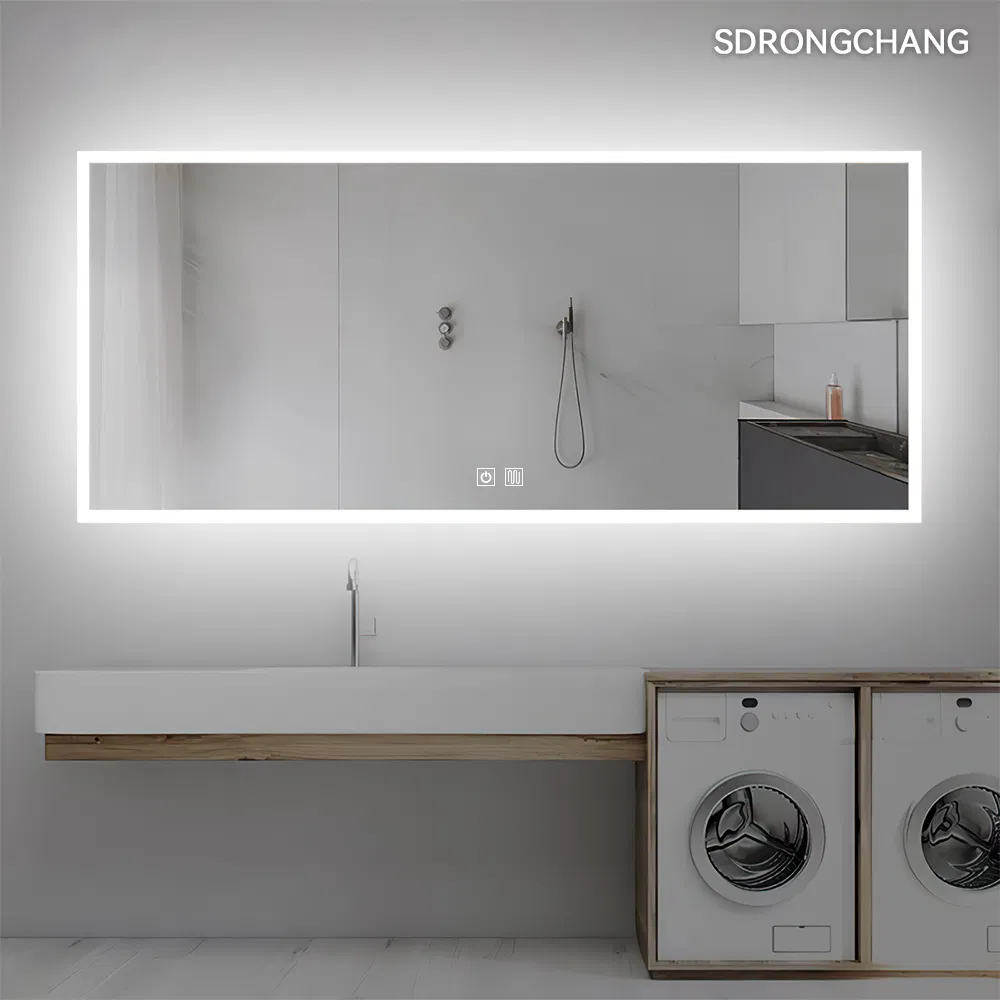 Wholesale Illuminated Mirror Digital Time Weather Display Wall Mirror with Light Magnifying Makeup Mirror