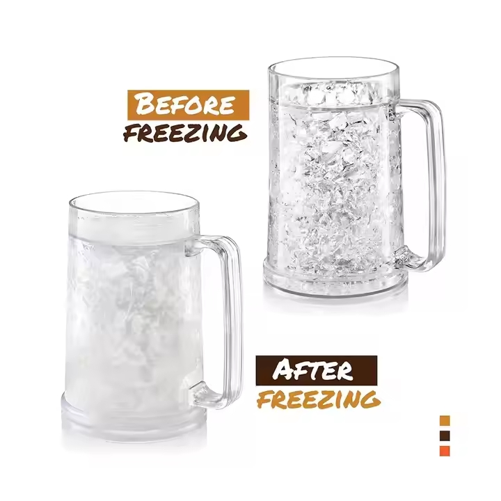 Прозрачная пивная кружка 16 унций с ручкой для морозилки