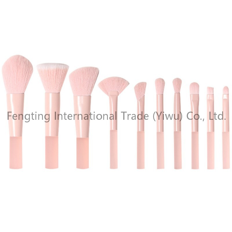 10-Piece Long-Tube Makeup Brush Set Complete Set of Loose Powder Contouring Eye Shadow Makeup Brushes Makeup Novice-Friendly