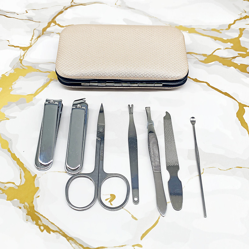 SSS 7-Piece Set Box Ear Digging Eyebrow Tweezers Nail Clippers Multifunctional Set Gift Wholesale