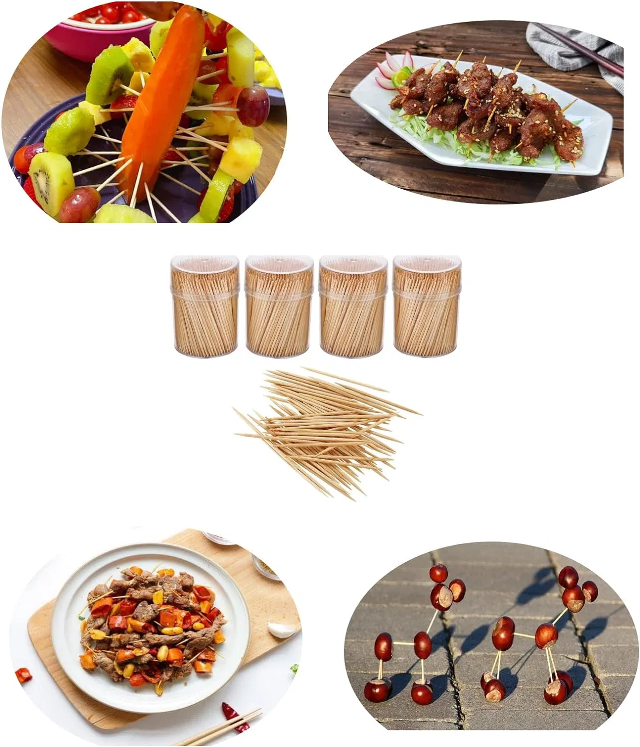 Disposable Cocktail Fruit Toothpicks Wrapped in Paper with Two Tips