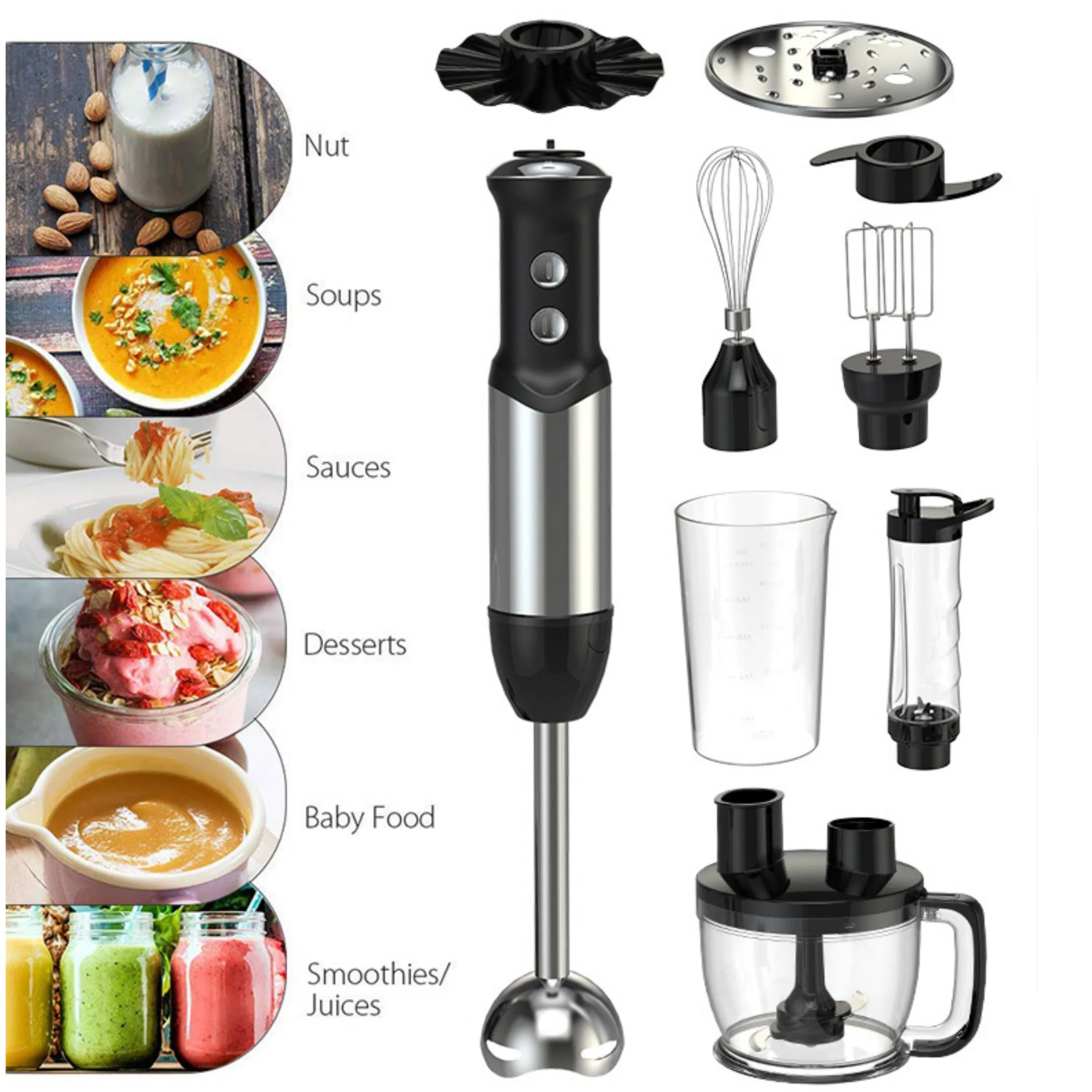 Multifunctional 800W 10-in-1 Stainless Steel Food Processor Hand Blender