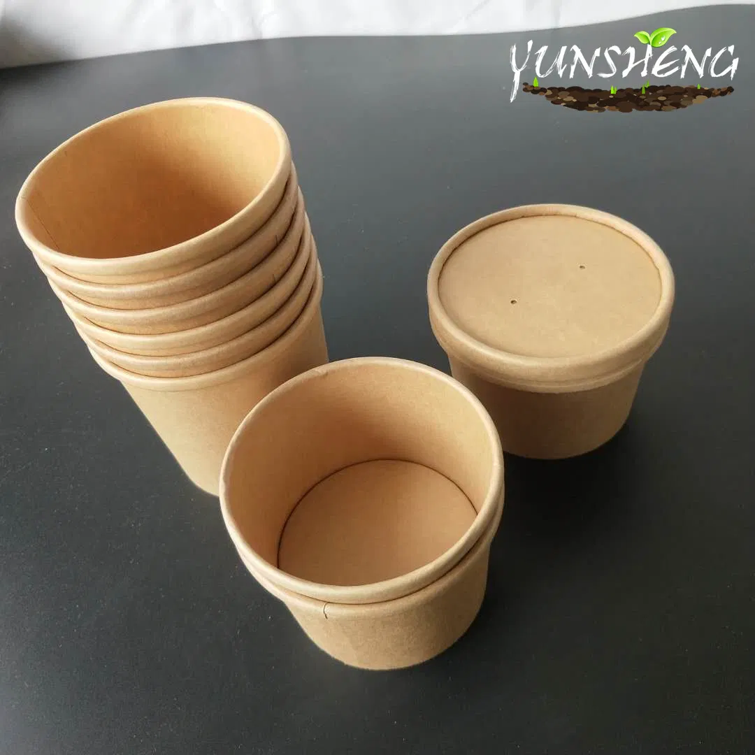 Biodegradable Eco-Friendly Disposable Kraft Paper Cup for Tea or Coffee/Brown or Light Brown Paper Soup Cup/Ice Cream Container