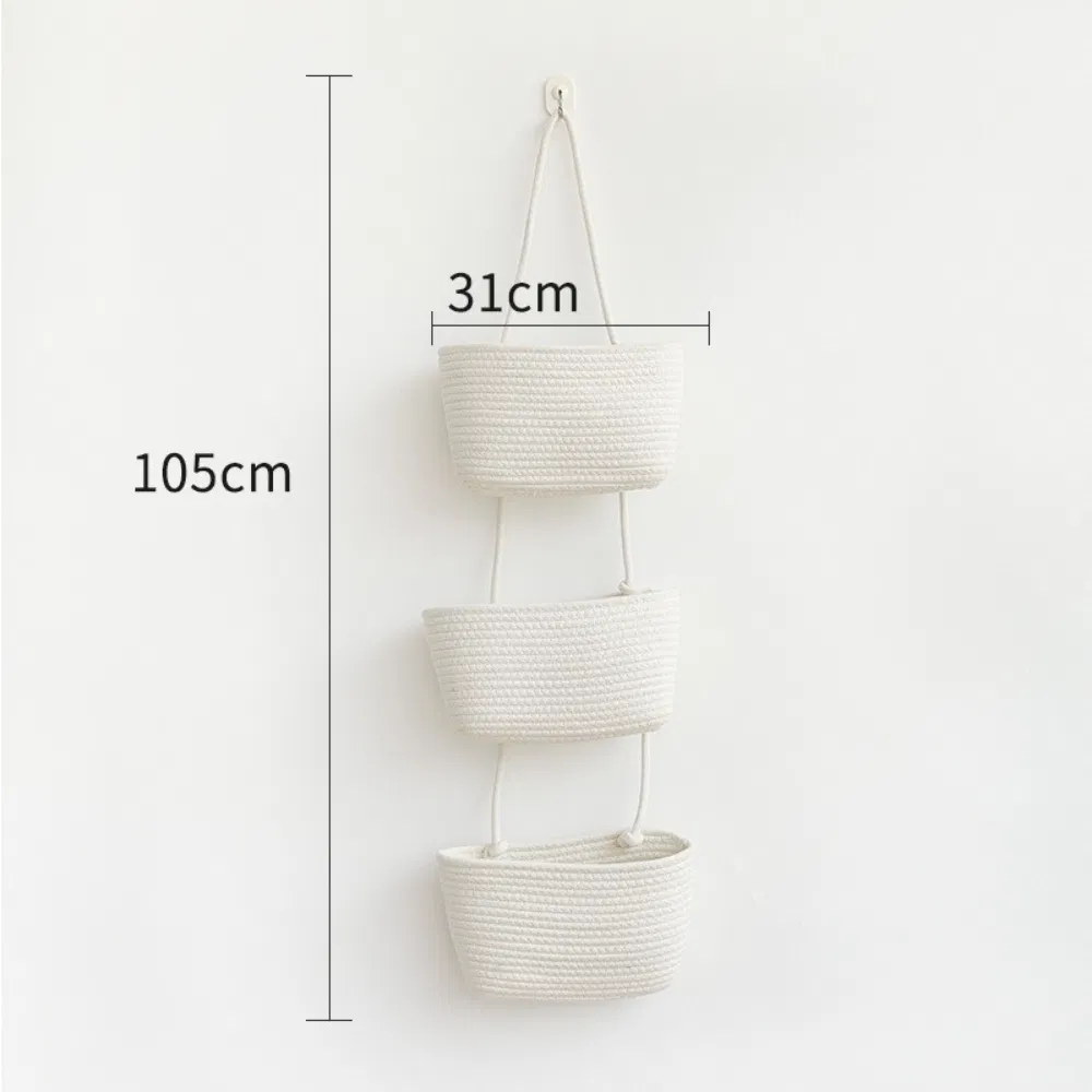 Rope Over Door Basket 3 Tier Wall Hanging Basket for Storage Wbb28328