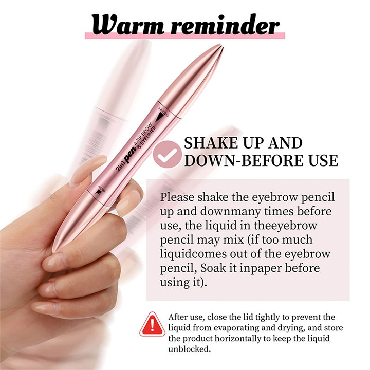 Hot Selling 2 in 1 Pink Four-Prong Eyebrow Pencil Liquid Eyeliner Waterproof Natural for Women