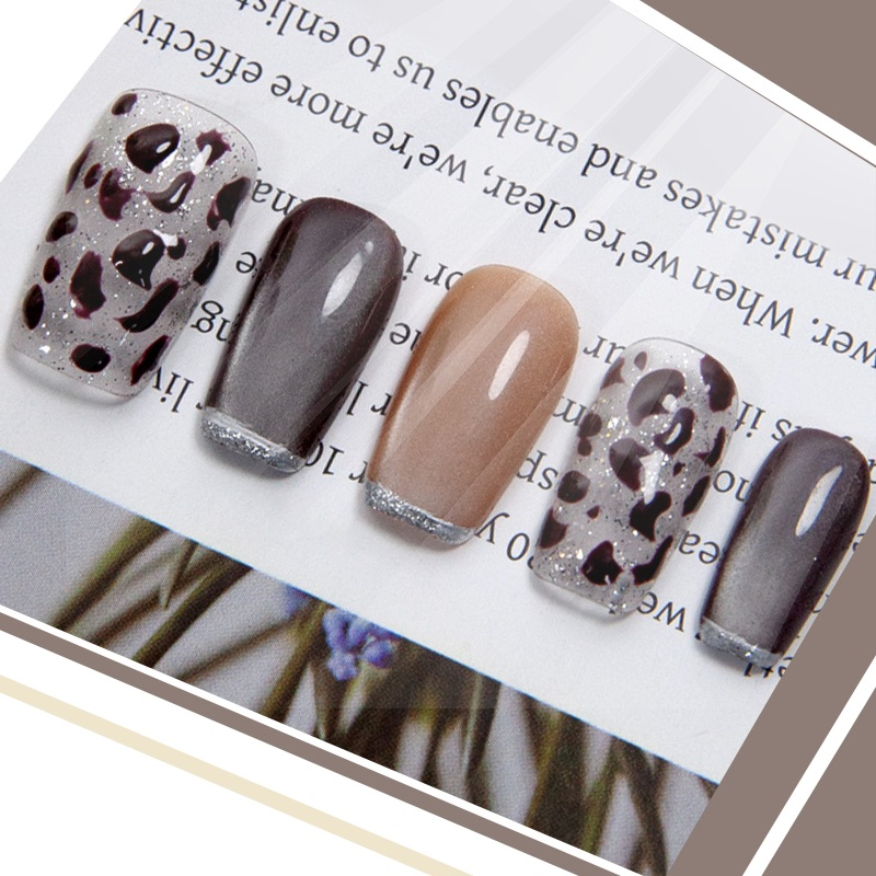 Wild Leopard Press-on Nails with Silver Accents