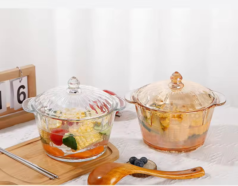 Кастрюля из боросиликатного стекла для безопасного приготовления