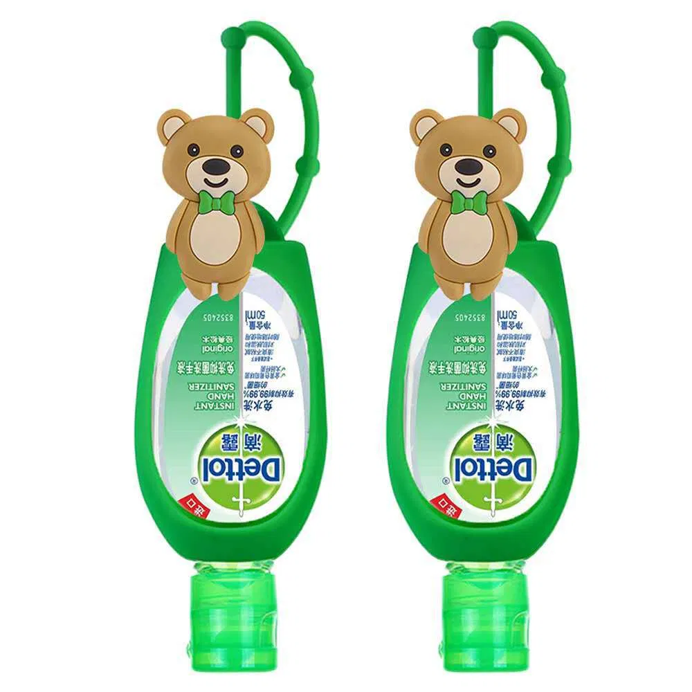 Promotional Gift Big Cartoon Baby Bear Silicone Hand Sanitizer Bottle Case Cover Holder