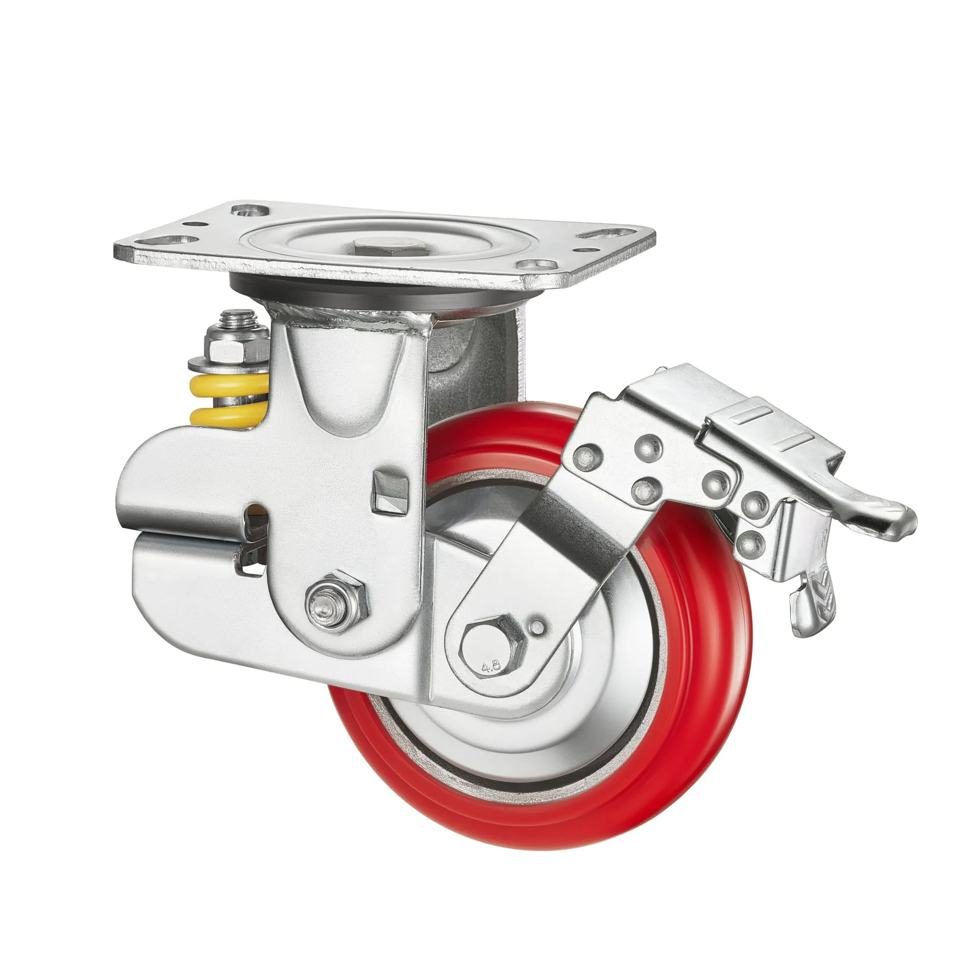 Heavy Duty 5" 6′ ′ Iron Core PU Single Springs Swivel Shockproof Caster Wheel